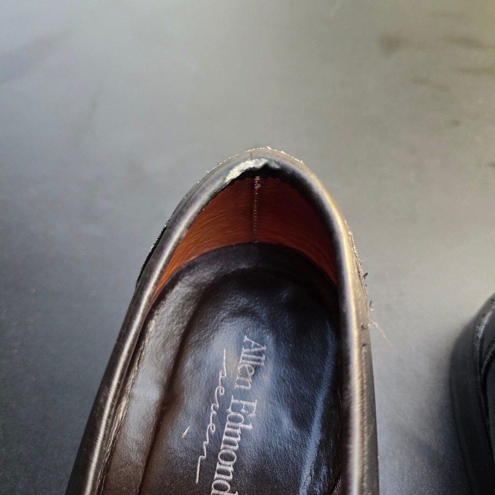 Allen Edmonds Frontino Seven Series Black Leather Square Toe Loafers 11 B Italy - Picture 4 of 10